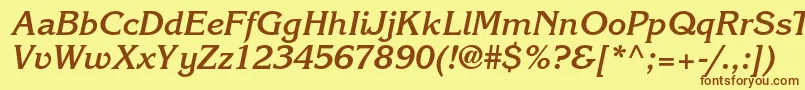 Шрифт KorinnastdBoldkursiv – коричневые шрифты на жёлтом фоне