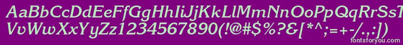 KorinnastdBoldkursiv Font – Green Fonts on Purple Background