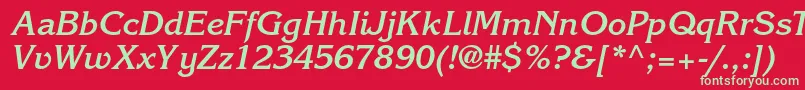 KorinnastdBoldkursiv Font – Green Fonts on Red Background