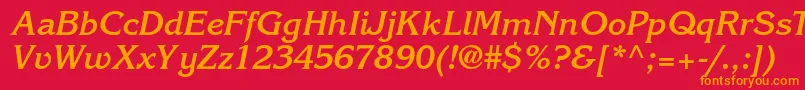 Шрифт KorinnastdBoldkursiv – оранжевые шрифты на красном фоне