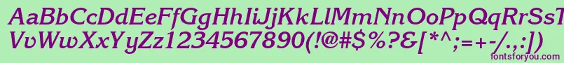 KorinnastdBoldkursiv Font – Purple Fonts on Green Background