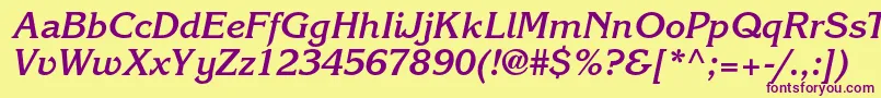 KorinnastdBoldkursiv Font – Purple Fonts on Yellow Background