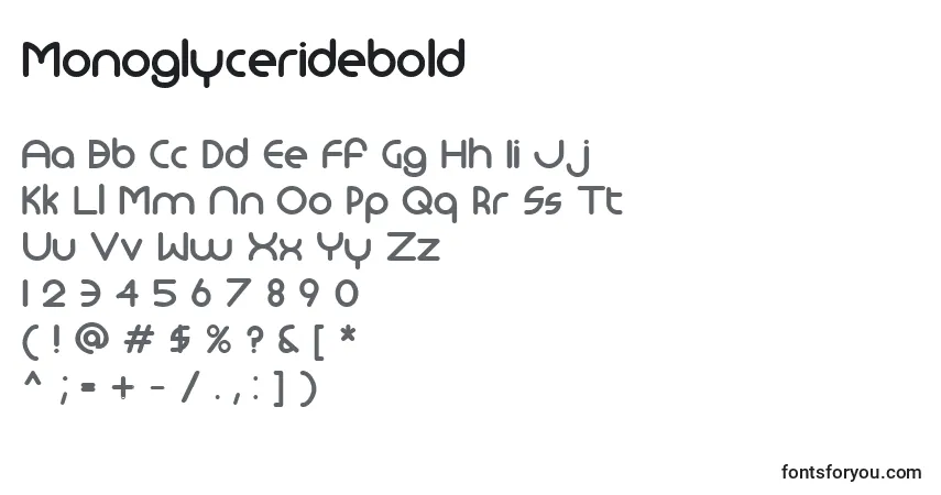 A fonte Monoglyceridebold – alfabeto, números, caracteres especiais