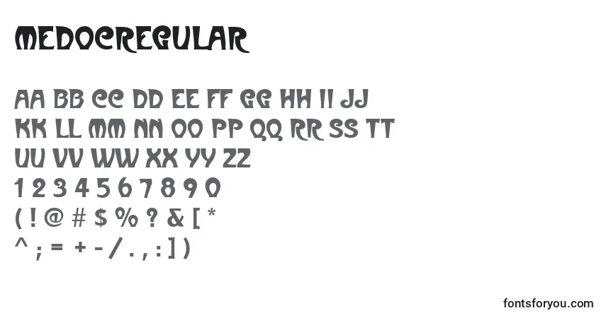Schriftart MedocRegular – Alphabet, Zahlen, spezielle Symbole
