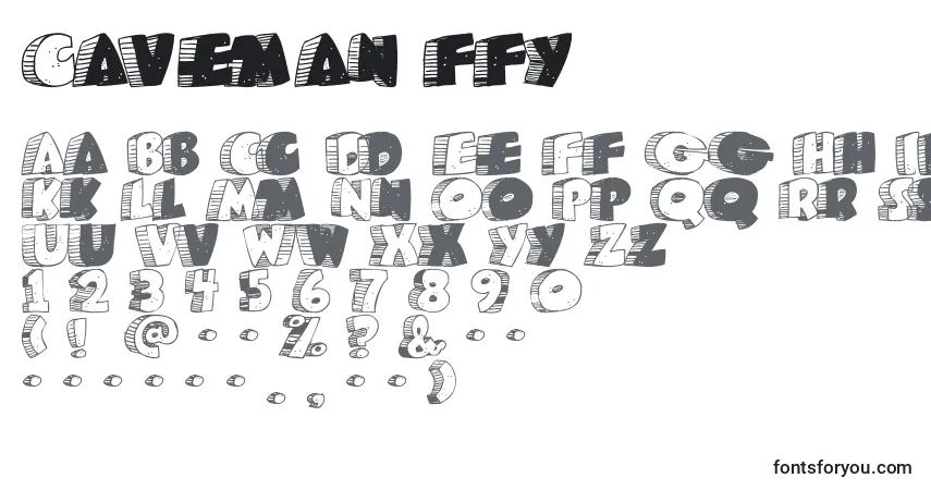 Schriftart Caveman ffy – Alphabet, Zahlen, spezielle Symbole
