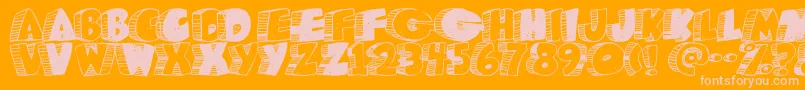 Caveman ffy-Schriftart – Rosa Schriften auf orangefarbenem Hintergrund
