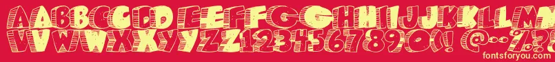 Caveman ffy Font – Yellow Fonts on Red Background