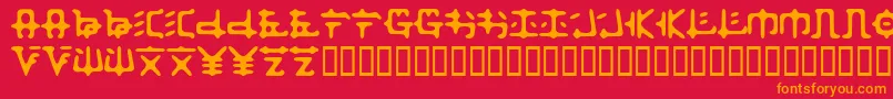 フォントZaibtsu – 赤い背景にオレンジの文字