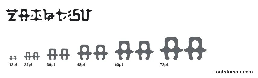 Размеры шрифта Zaibtsu