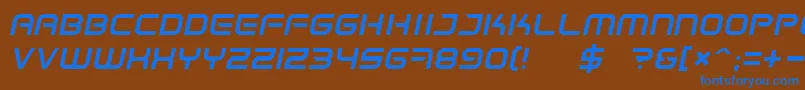 フォントSpacefri – 茶色の背景に青い文字