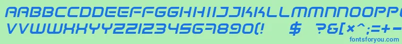 Spacefri-Schriftart – Blaue Schriften auf grünem Hintergrund