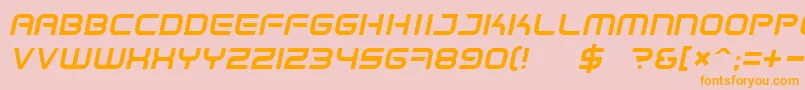 フォントSpacefri – オレンジの文字がピンクの背景にあります。