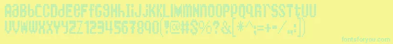 Bartonbus-Schriftart – Grüne Schriften auf gelbem Hintergrund