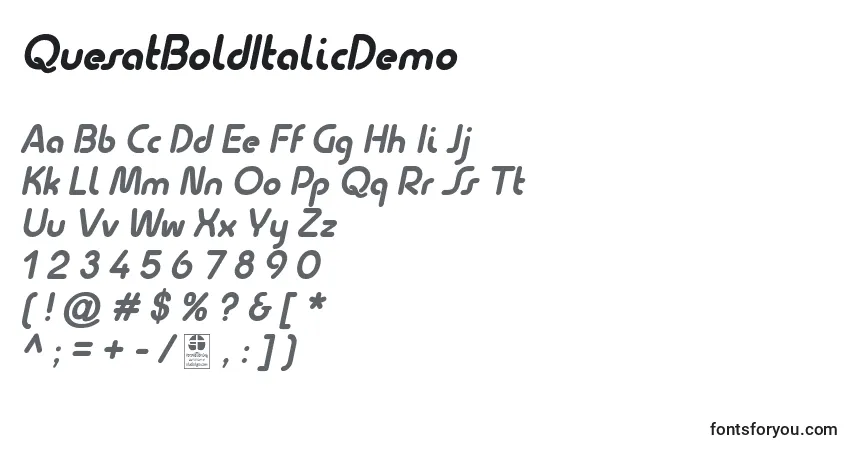 Шрифт QuesatBoldItalicDemo – алфавит, цифры, специальные символы