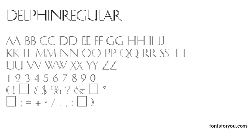 DelphinRegular-fontti – aakkoset, numerot, erikoismerkit