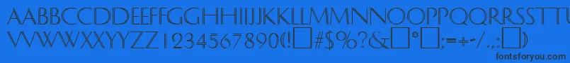 フォントDelphinRegular – 黒い文字の青い背景