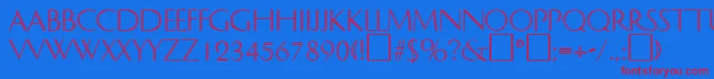 DelphinRegular-Schriftart – Rote Schriften auf blauem Hintergrund