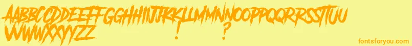 AnotherDangerDemo Font – Orange Fonts on Yellow Background
