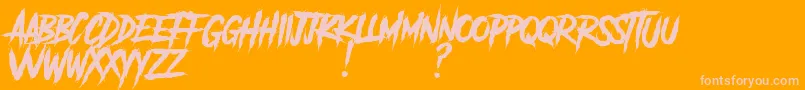AnotherDangerDemo-Schriftart – Rosa Schriften auf orangefarbenem Hintergrund