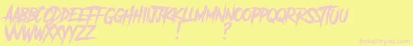AnotherDangerDemo Font – Pink Fonts on Yellow Background
