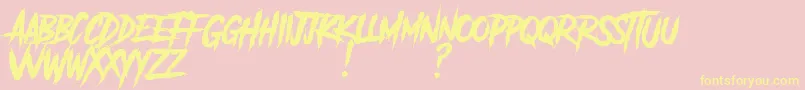 AnotherDangerDemo-Schriftart – Gelbe Schriften auf rosa Hintergrund