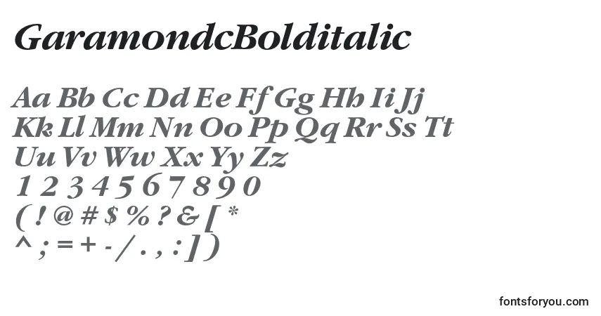 Czcionka GaramondcBolditalic – alfabet, cyfry, specjalne znaki