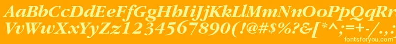 GaramondcBolditalic-Schriftart – Gelbe Schriften auf orangefarbenem Hintergrund