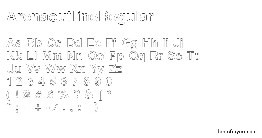 Fuente ArenaoutlineRegular - alfabeto, números, caracteres especiales