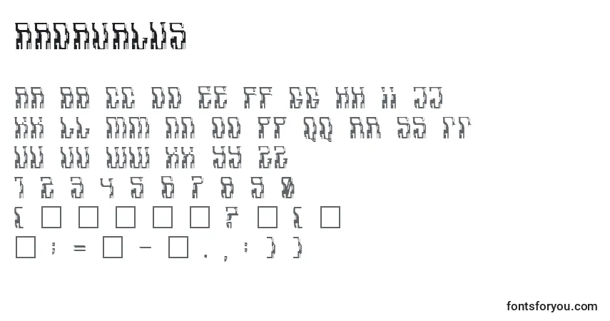 Schriftart Aadavalus – Alphabet, Zahlen, spezielle Symbole