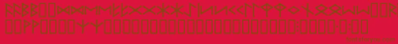 Iefuthrk-Schriftart – Braune Schriften auf rotem Hintergrund