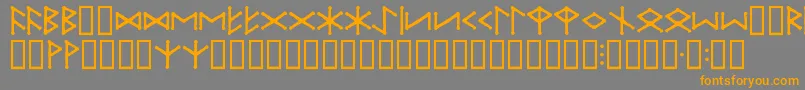 Iefuthrk-Schriftart – Orangefarbene Schriften auf grauem Hintergrund
