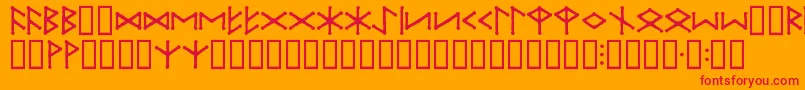フォントIefuthrk – オレンジの背景に赤い文字