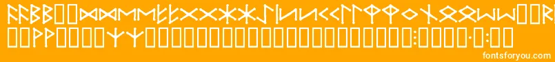 Iefuthrk-Schriftart – Weiße Schriften auf orangefarbenem Hintergrund