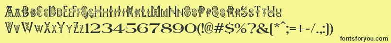 Pees Celtic Plain Font – Black Fonts on Yellow Background