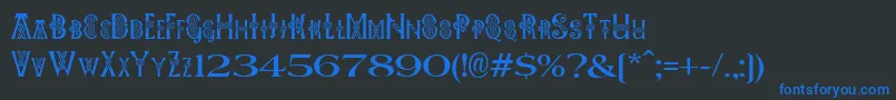 Pees Celtic Plain Font – Blue Fonts on Black Background