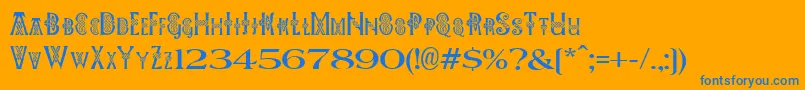 Pees Celtic Plain Font – Blue Fonts on Orange Background