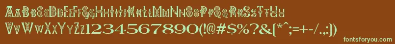 Pees Celtic Plain Font – Green Fonts on Brown Background