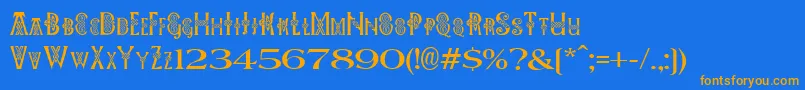 Pees Celtic Plain Font – Orange Fonts on Blue Background