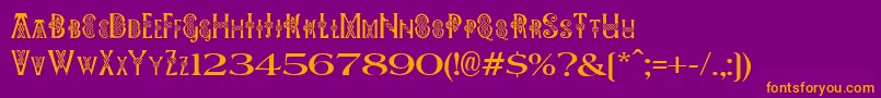 Pees Celtic Plain Font – Orange Fonts on Purple Background