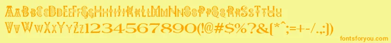 Pees Celtic Plain Font – Orange Fonts on Yellow Background