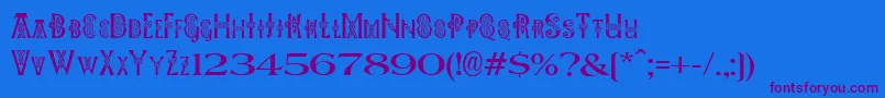 Pees Celtic Plain Font – Purple Fonts on Blue Background