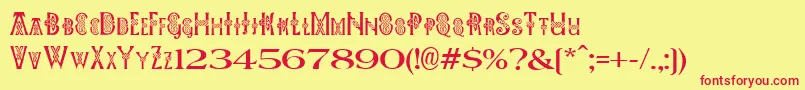 Fonte Pees Celtic Plain – fontes vermelhas em um fundo amarelo