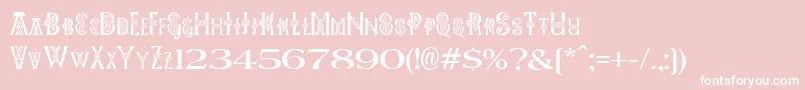 Pees Celtic Plain-Schriftart – Weiße Schriften auf rosa Hintergrund