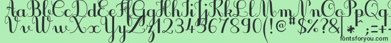 フォントJbcursiveV3Bold – 緑の背景に黒い文字