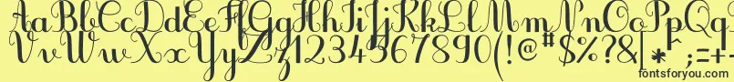 フォントJbcursiveV3Bold – 黒い文字の黄色い背景
