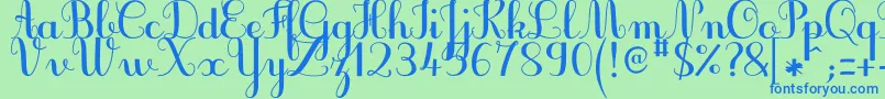 JbcursiveV3Bold Font – Blue Fonts on Green Background