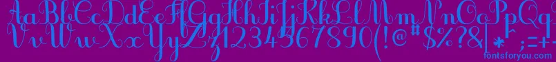 Fonte JbcursiveV3Bold – fontes azuis em um fundo violeta