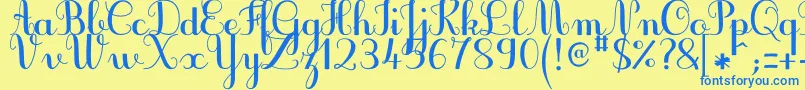JbcursiveV3Bold-fontti – siniset fontit keltaisella taustalla