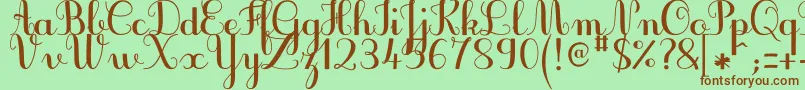 JbcursiveV3Bold Font – Brown Fonts on Green Background