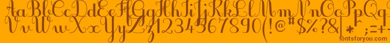 JbcursiveV3Bold-fontti – ruskeat fontit oranssilla taustalla